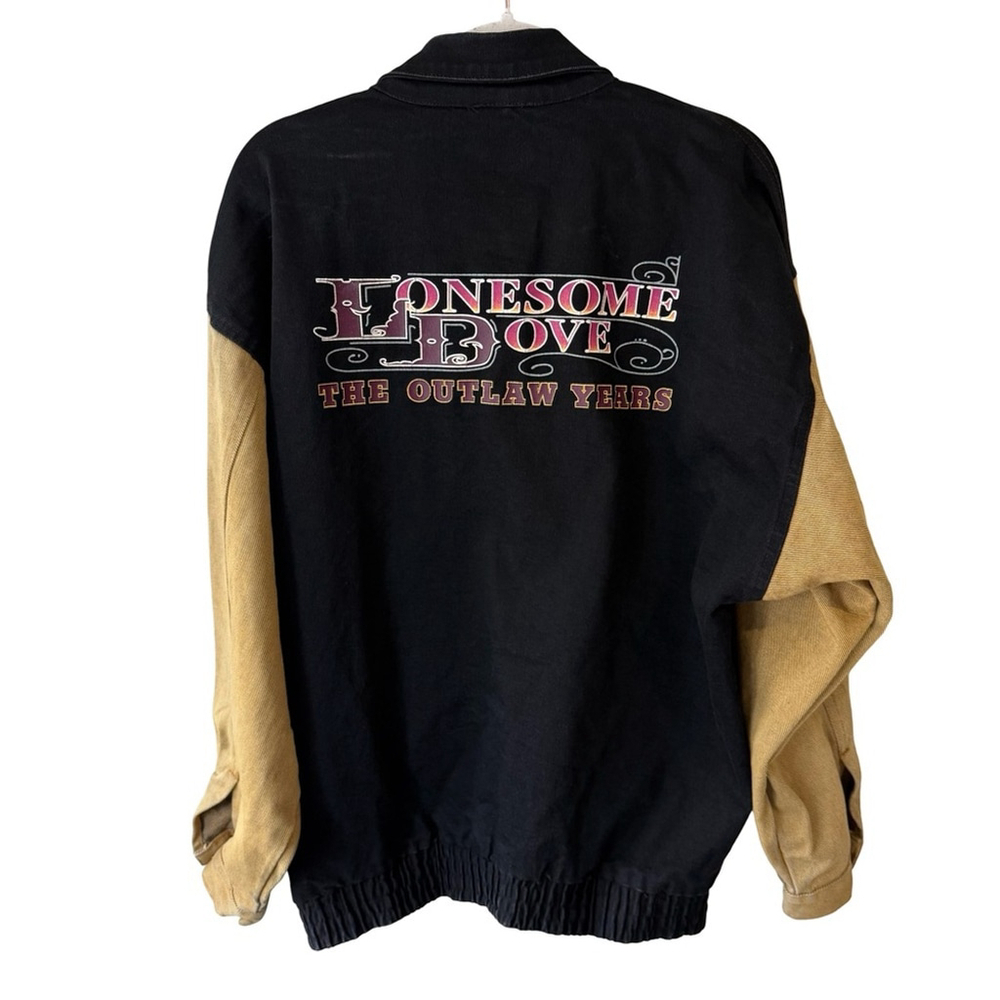 Vintage 90s Lonesome Dove The Outlaw Years Black &Tan Denim Crew Jacket Size M - Picture 3 of 16